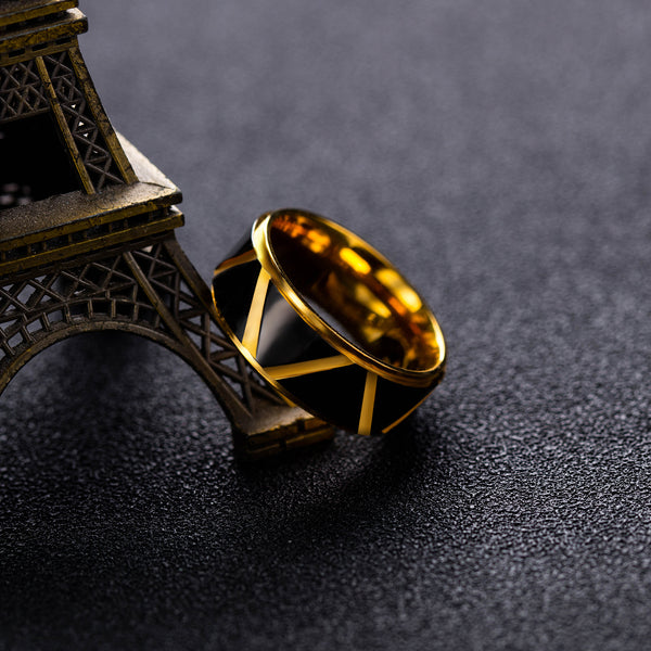 Men's Fashion Black and Gold Ring-Mens Ring-SunnyHouse Jewelry