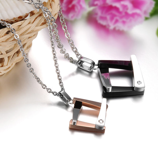 His & Hers Matching Set Valentine Square Couple Necklace Couple Jewelry Set-Couple Necklace-SunnyHouse Jewelry