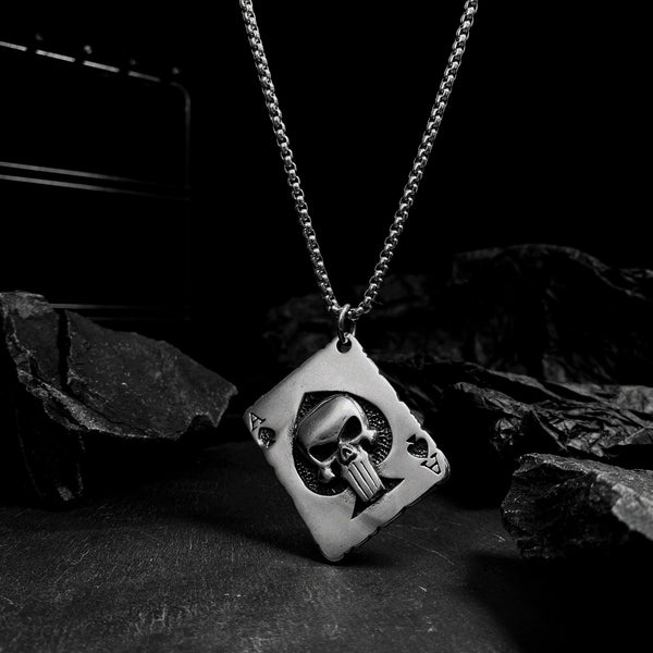 Men's Fashion Skull Poker Pendant Necklace-Mens Pendant Necklace-SunnyHouse Jewelry