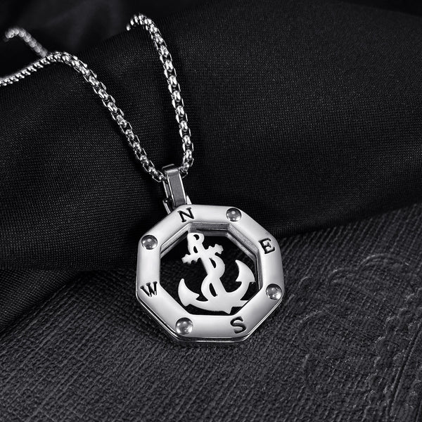 Men's Fashion Compass Anchor Pendant Necklace-Mens Pendant Necklace-SunnyHouse Jewelry