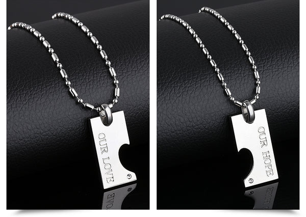 His & Hers Matching Set Our Hope Our Love Tag Pendant Necklace Couple Jewelry Set-Couple Necklace-SunnyHouse Jewelry