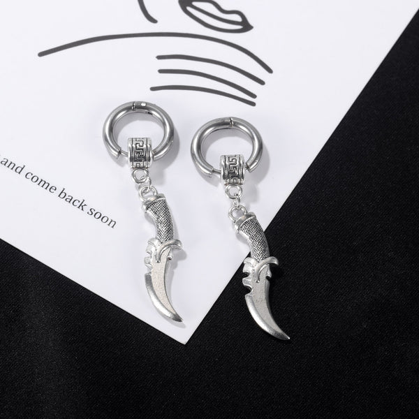 Women's Fashion Knife Hip Hop Hoop Earrings-Womens Earrings-SunnyHouse Jewelry