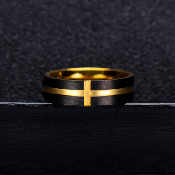 Men's Fashion Golden Cross Ring-Mens Ring-SunnyHouse Jewelry