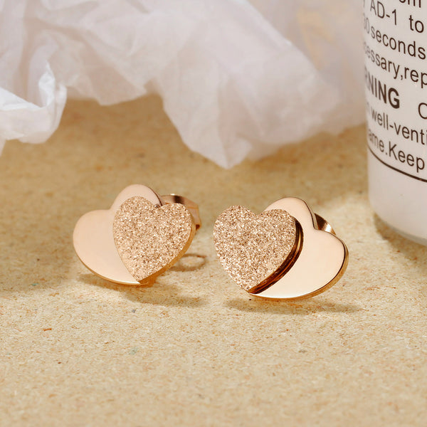 Women's Fashion Double Heart Stud Earrings-Womens Earrings-SunnyHouse Jewelry