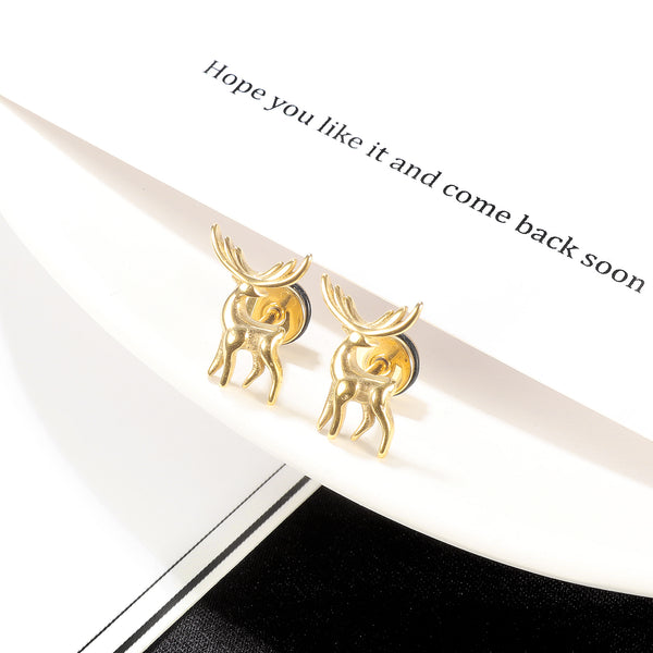 Women's Fashion Moose Stud Earrings-Womens Earrings-SunnyHouse Jewelry