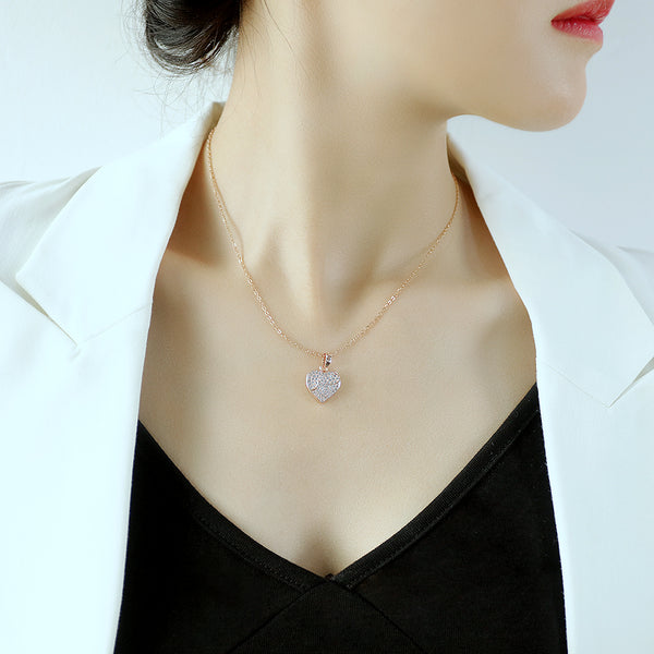 Women's Fashion Diamon Heart Pendant Necklace-Womens Pendant Necklace-SunnyHouse Jewelry