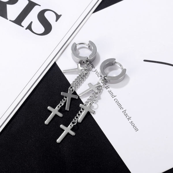 Women's Fashion Cross Drop Earrings-Womens Earrings-SunnyHouse Jewelry