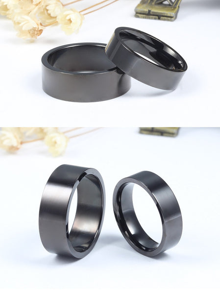 His & Hers Matching Set Simple Black Love Couple Rings Wedding Band Set-Couple Rings-SunnyHouse Jewelry