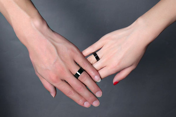 His & Hers Matching Set Simple Black Love Couple Rings Wedding Band Set-Couple Rings-SunnyHouse Jewelry