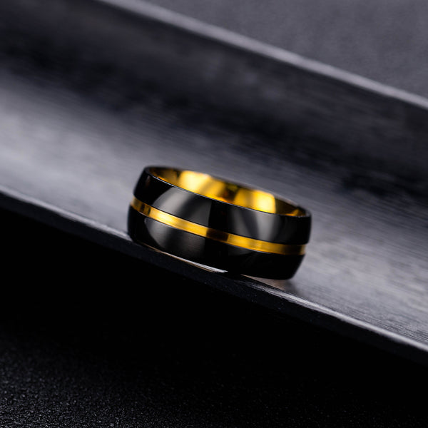 Men's Fashion Black and Gold Ring-Mens Ring-SunnyHouse Jewelry