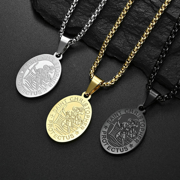 Men's Fashion Saint Christopher Pendant Necklace-Mens Pendant Necklace-SunnyHouse Jewelry