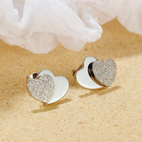 Women's Fashion Double Heart Stud Earrings-Womens Earrings-SunnyHouse Jewelry