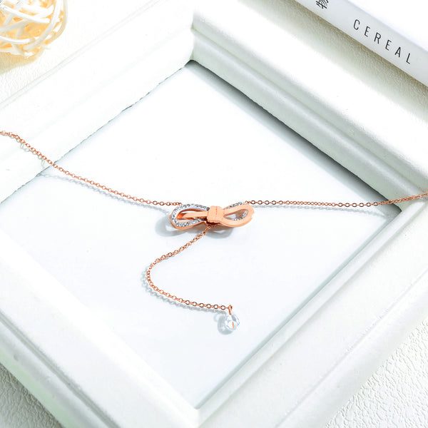 Women's Fashion Diamond Bow Pendant Necklace-Womens Pendant Necklace-SunnyHouse Jewelry