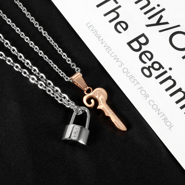 His & Hers Matching Set Key Lock I Feel Safe with You Couple Necklace Couple Jewelry Set-Couple Necklace-SunnyHouse Jewelry