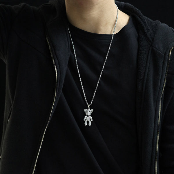 Men's Fashion Blinking Bear Pendant Necklace-Mens Pendant Necklace-SunnyHouse Jewelry