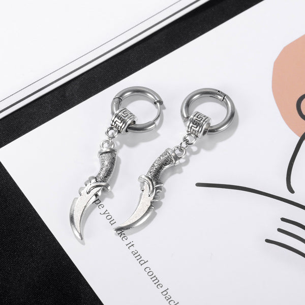 Women's Fashion Knife Hip Hop Hoop Earrings-Womens Earrings-SunnyHouse Jewelry