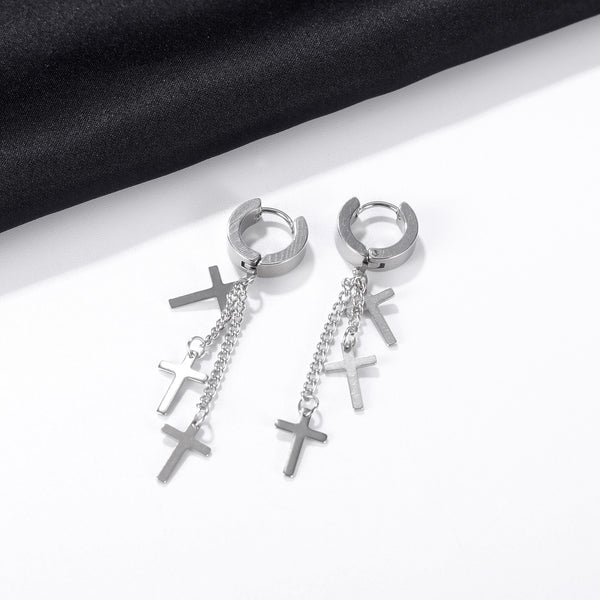 Women's Fashion Cross Drop Earrings-Womens Earrings-SunnyHouse Jewelry