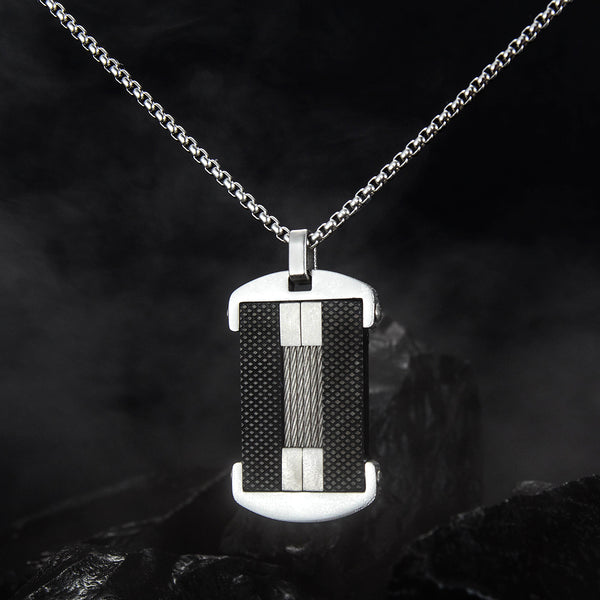 Men's Fashion Hip Hop Carbon Fibre Tag Pendant Necklace-Mens Pendant Necklace-SunnyHouse Jewelry