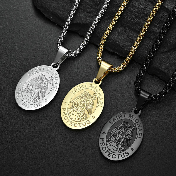 Men's Fashion Saint Michael Pendant Necklace-Mens Pendant Necklace-SunnyHouse Jewelry