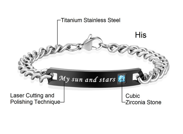 His & Hers Matching Set My Sun and Stars Moon of My Life Couple Bracelets, Valentine, Anniversary, Wedding, Promise, Engagement Gift-Couple Bracelets-SunnyHouse Jewelry