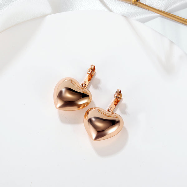 Women's Fashion Rose Gold Heart Earrings-Womens Earrings-SunnyHouse Jewelry