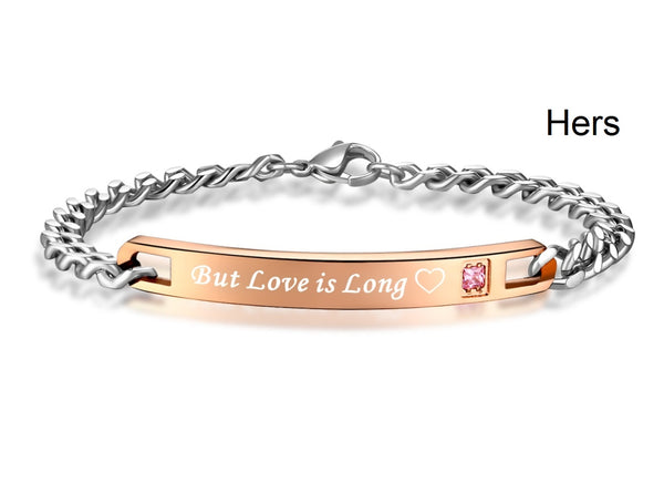 His & Hers Matching Set Brief Is Life but Love Is Long Couple Bracelets, Valentine, Anniversary, Wedding, Promise, Engagement Gift-Couple Bracelets-SunnyHouse Jewelry