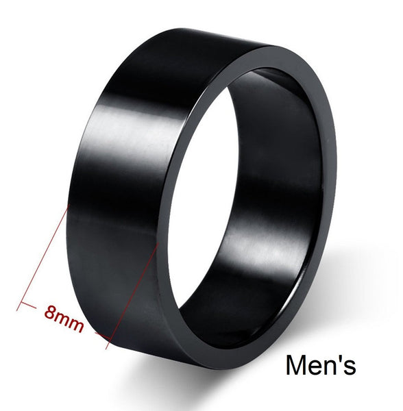 His & Hers Matching Set Simple Black Love Couple Rings Wedding Band Set-Couple Rings-SunnyHouse Jewelry