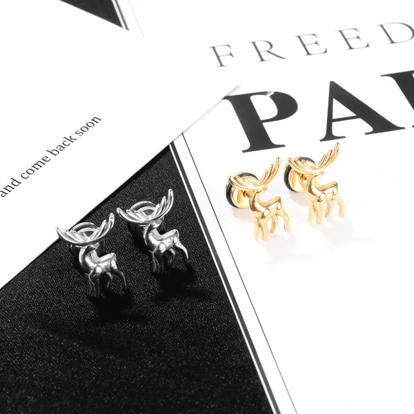 Women's Fashion Moose Stud Earrings-Womens Earrings-SunnyHouse Jewelry