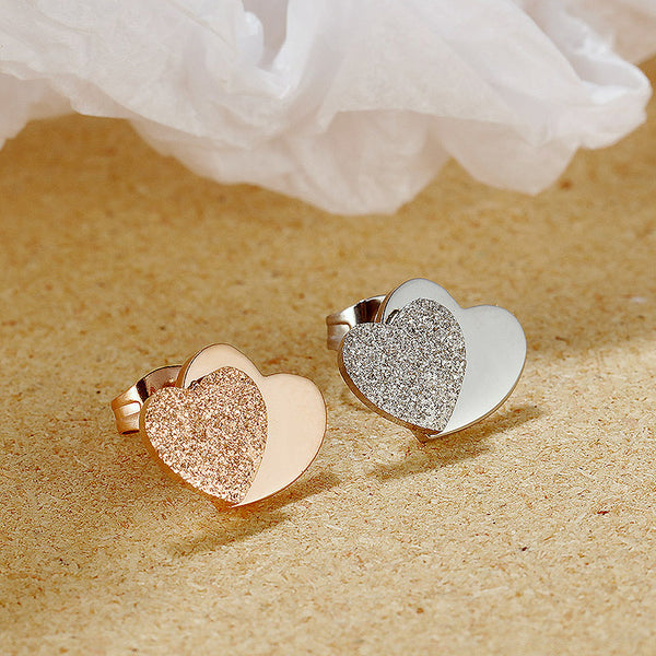 Women's Fashion Double Heart Stud Earrings-Womens Earrings-SunnyHouse Jewelry