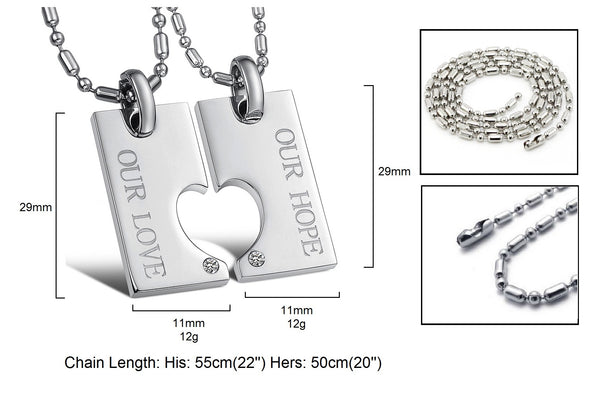 His & Hers Matching Set Our Hope Our Love Tag Pendant Necklace Couple Jewelry Set-Couple Necklace-SunnyHouse Jewelry