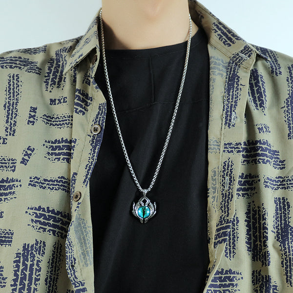 Men's Fashion Green Eye Pendant Necklace-Mens Pendant Necklace-SunnyHouse Jewelry