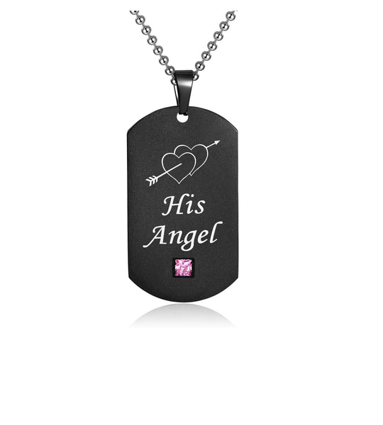 His & Hers Matching Set Her Demon His Angle Tag Pendant Necklace Couple Jewelry Set-Couple Necklace-SunnyHouse Jewelry