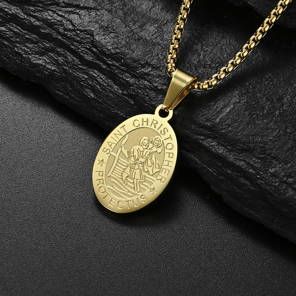 Men's Fashion Saint Christopher Pendant Necklace-Mens Pendant Necklace-SunnyHouse Jewelry