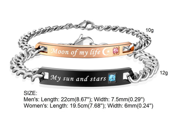 His & Hers Matching Set My Sun and Stars Moon of My Life Couple Bracelets, Valentine, Anniversary, Wedding, Promise, Engagement Gift-Couple Bracelets-SunnyHouse Jewelry