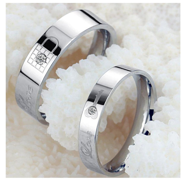 His & Hers Matching Set Key and Lock Style Couple Rings Wedding Band Set-Couple Rings-SunnyHouse Jewelry