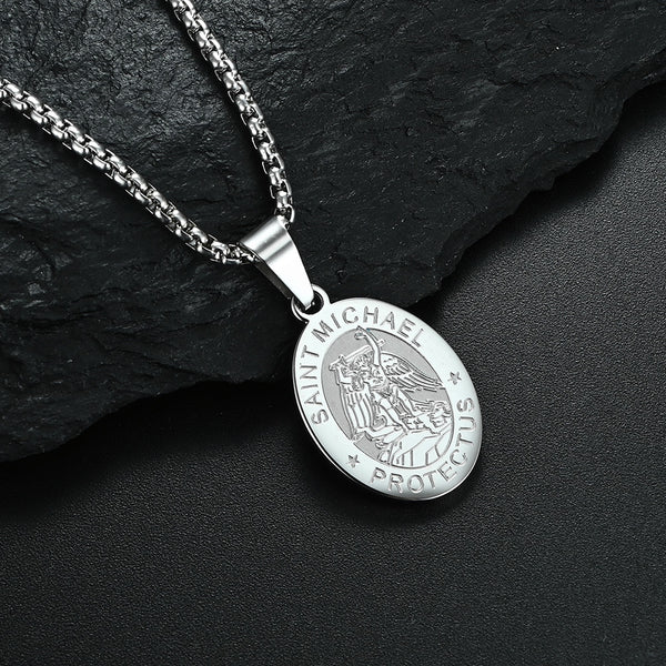 Men's Fashion Saint Michael Pendant Necklace-Mens Pendant Necklace-SunnyHouse Jewelry