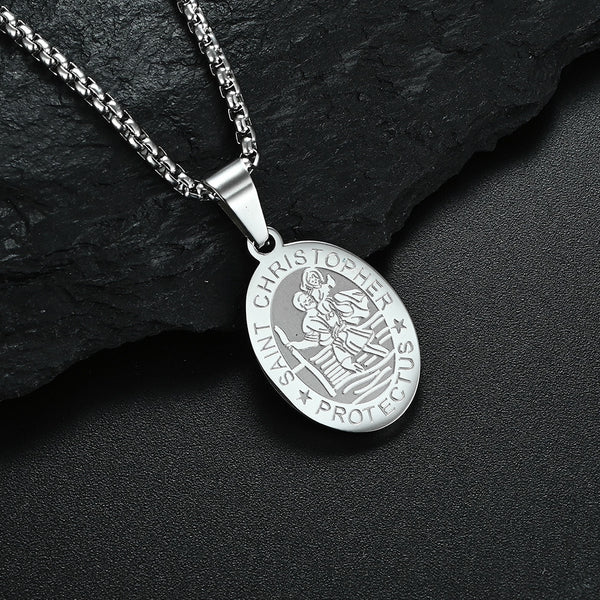 Men's Fashion Saint Christopher Pendant Necklace-Mens Pendant Necklace-SunnyHouse Jewelry