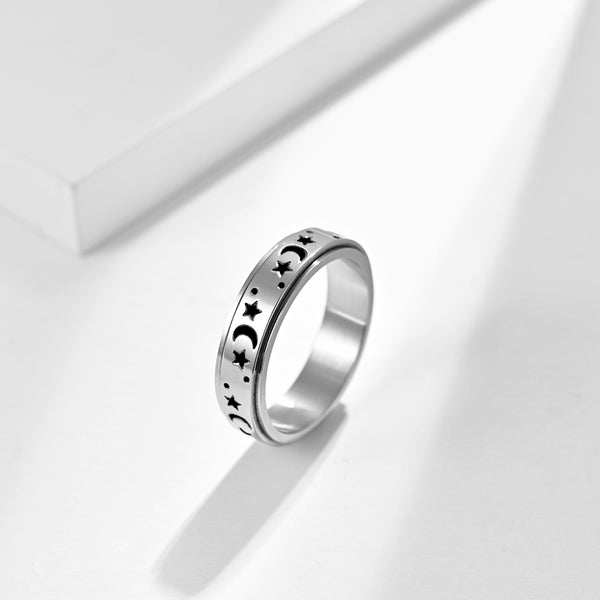 Men's Fashion Moon and Star Ring-Mens Ring-SunnyHouse Jewelry