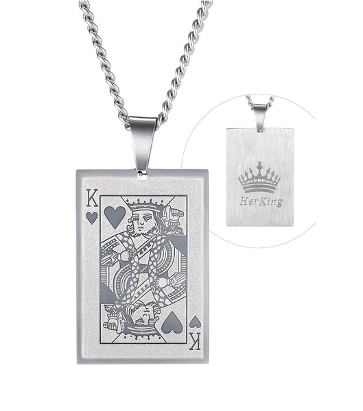 His & Hers Matching Set King Queen Poker Couple Necklace Couple Jewelry Set-Couple Necklace-SunnyHouse Jewelry