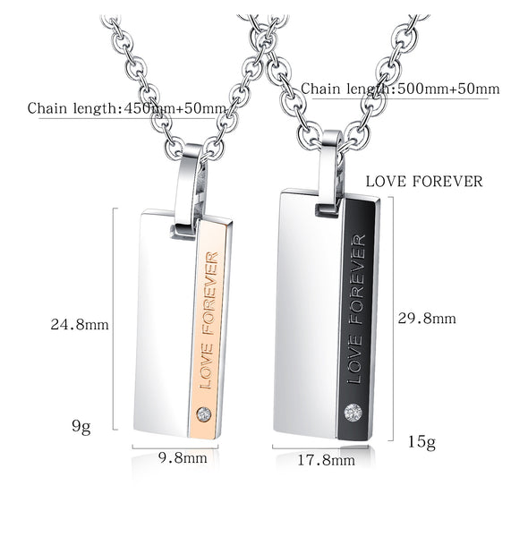 His & Hers Matching Set Love Forever Tag Pendant Necklace Couple Jewelry Set-Couple Necklace-SunnyHouse Jewelry