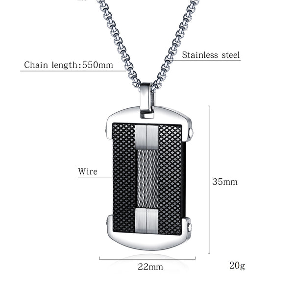 Men's Fashion Hip Hop Carbon Fibre Tag Pendant Necklace-Mens Pendant Necklace-SunnyHouse Jewelry