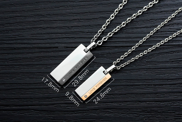 His & Hers Matching Set Love Forever Tag Pendant Necklace Couple Jewelry Set-Couple Necklace-SunnyHouse Jewelry