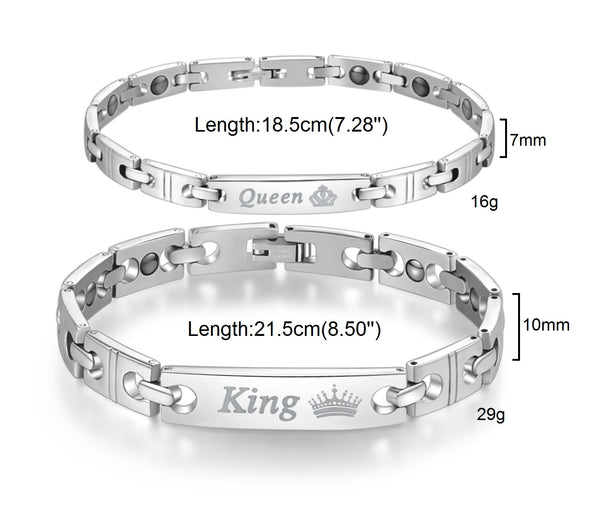 His & Hers Matching Set King and Queen Couple Bracelets, Valentine, Anniversary, Wedding, Promise, Engagement Gift-Couple Bracelets-SunnyHouse Jewelry