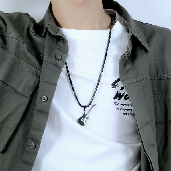 Men's Fashion Guitar Pendant Necklace-Mens Pendant Necklace-SunnyHouse Jewelry