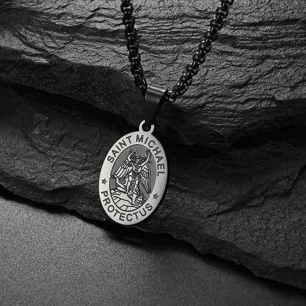 Men's Fashion Saint Michael Pendant Necklace-Mens Pendant Necklace-SunnyHouse Jewelry