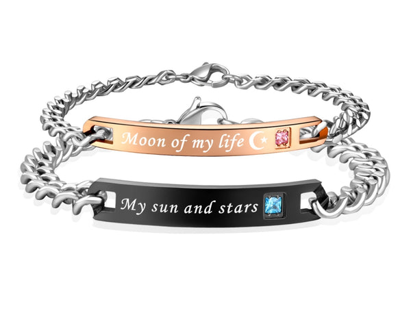 His & Hers Matching Set My Sun and Stars Moon of My Life Couple Bracelets, Valentine, Anniversary, Wedding, Promise, Engagement Gift-Couple Bracelets-SunnyHouse Jewelry