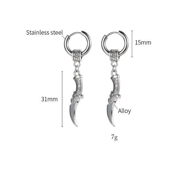 Women's Fashion Knife Hip Hop Hoop Earrings-Womens Earrings-SunnyHouse Jewelry