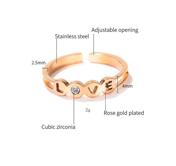 Women's Fashion Rose Gold Love Ring-Womens Ring-SunnyHouse Jewelry