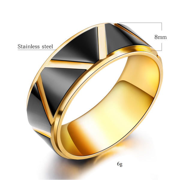 Men's Fashion Black and Gold Ring-Mens Ring-SunnyHouse Jewelry