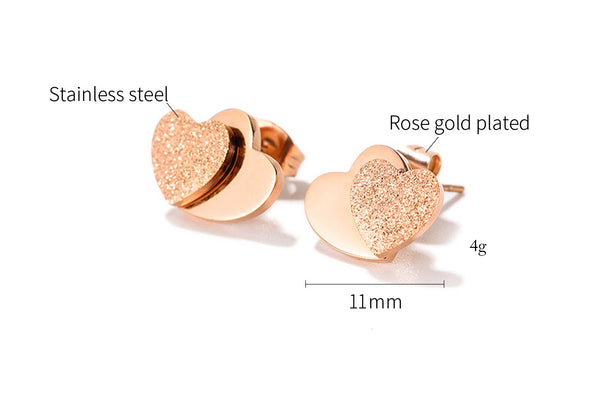 Women's Fashion Double Heart Stud Earrings-Womens Earrings-SunnyHouse Jewelry